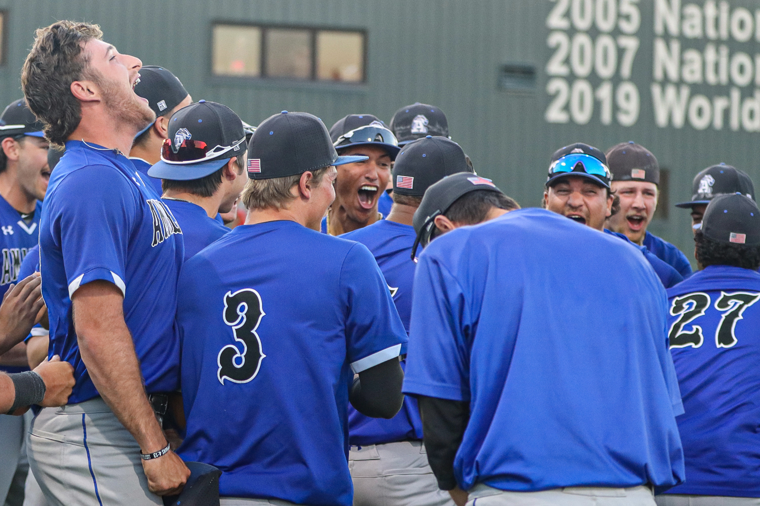 Team celebration after game four victory over NMJC in Hobbs.