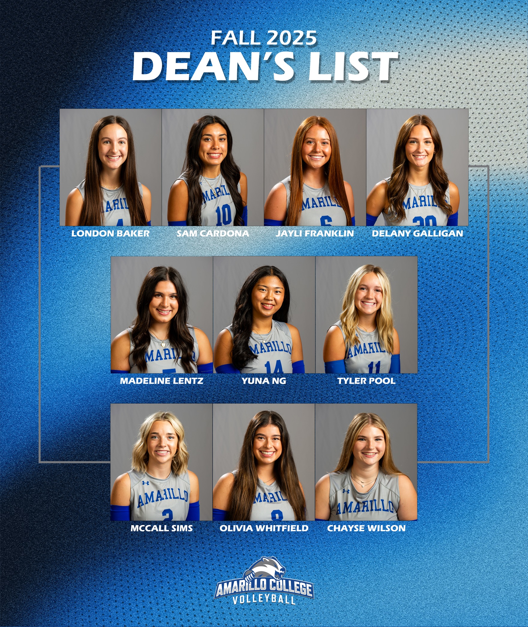 Volleyball Dean's List graphic